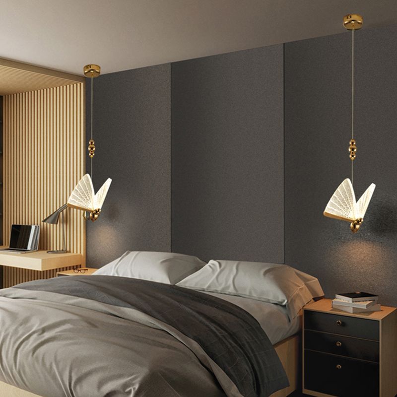 Butterfly Shape Metal Hanging Light Modern Style Multi Lights Cluster Pendant