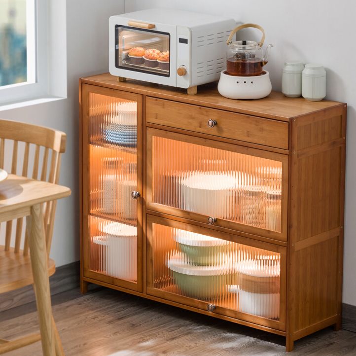 Brown Bamboo Sideboard Table Contemporary Sideboard Cabinet with Drawer
