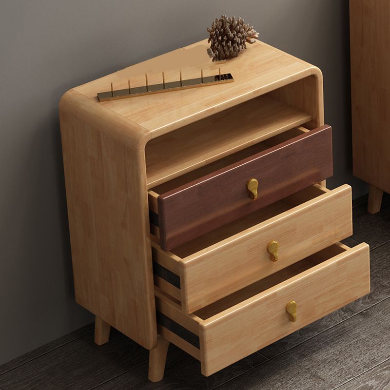 24.6" W Rubberwood Accent Chest Mid Century Modern 1 - Shelf Chest with Drawers