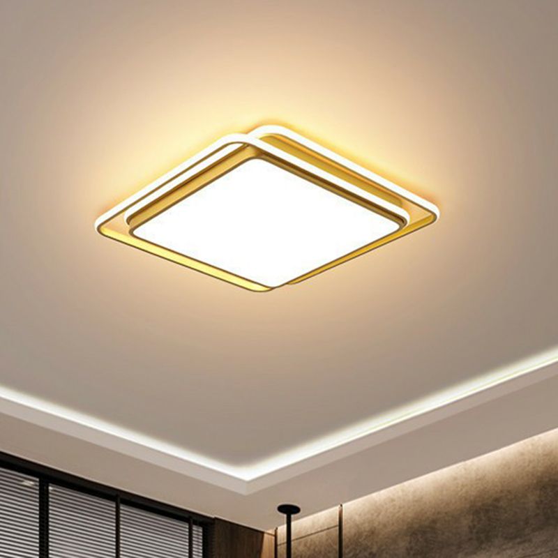 Geometrical Flush Mount Lighting Minimalist Acrylic Bedroom LED Flush Mount Fixture in Gold