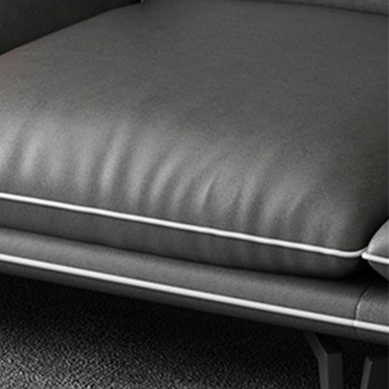 Gray 4/5-seater Sectional Faux Leather Pillow Top Arm Sectional Sofa