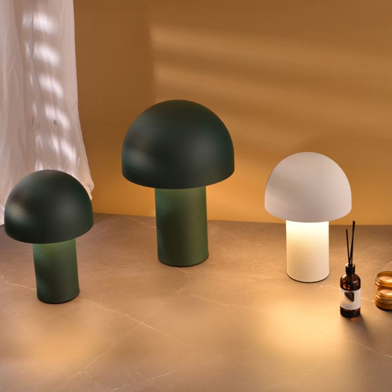 Mushroom Shaped Bedroom Table Lamp Metallic 1-Light Macaron Style Night Light