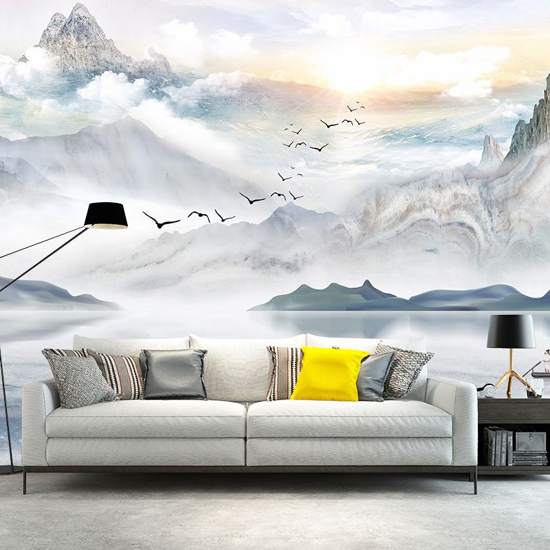 Serenity River Landscape Wall Murals for Living Room Scenery Wall Covering, Made to Measure