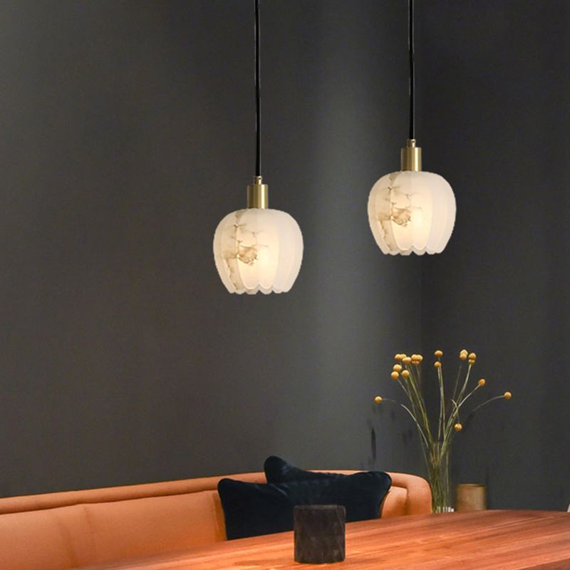 Minimaliste de style tambour grappe pendentif lumineuse, plafonnier multi-pendentif en marbre