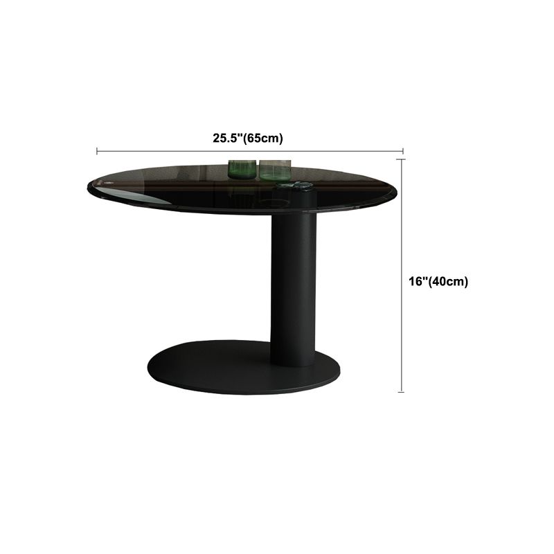 Round Stone Top Coffee Table Mid-Century Modern Cocktail Table