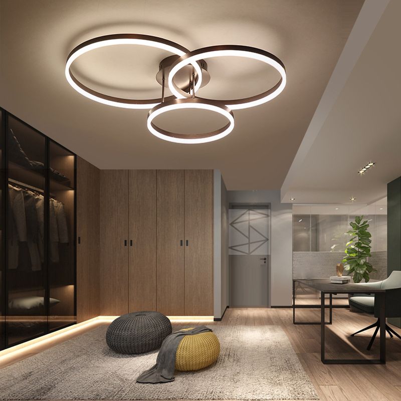 Luminaire de plafond circulaire de style moderne, plafonnier semi-encastré en métal multi-lumières