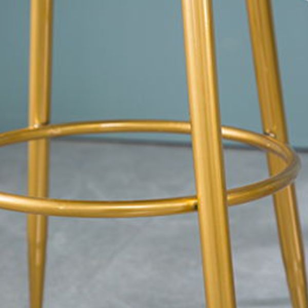 Glam Backrest Armless Counter Stool Iron Cafe Bar Stool with Pedal and Cushion