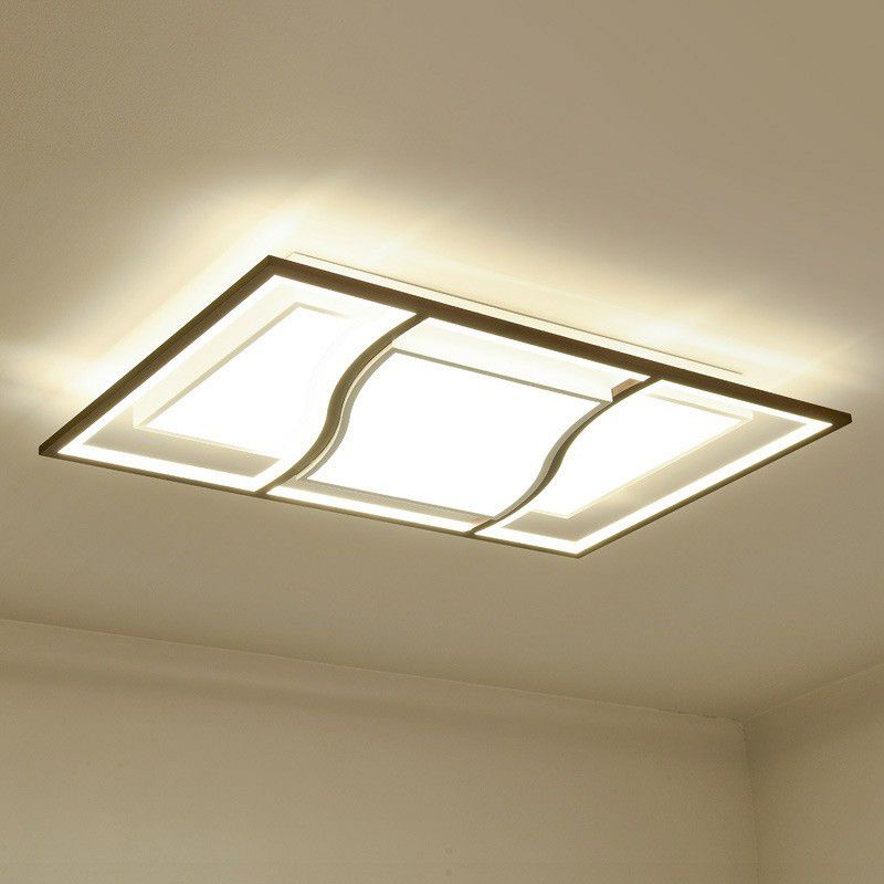 Geometric Living Room LED Flush Mount Acrylic Modern Flushmount Ceiling Light in Coffee