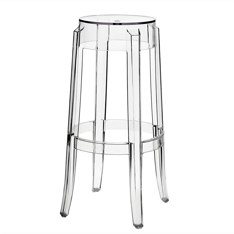 Taburete de bar plástico sin respaldo sin brazos moderno para sala de estar con pedal de plástico
