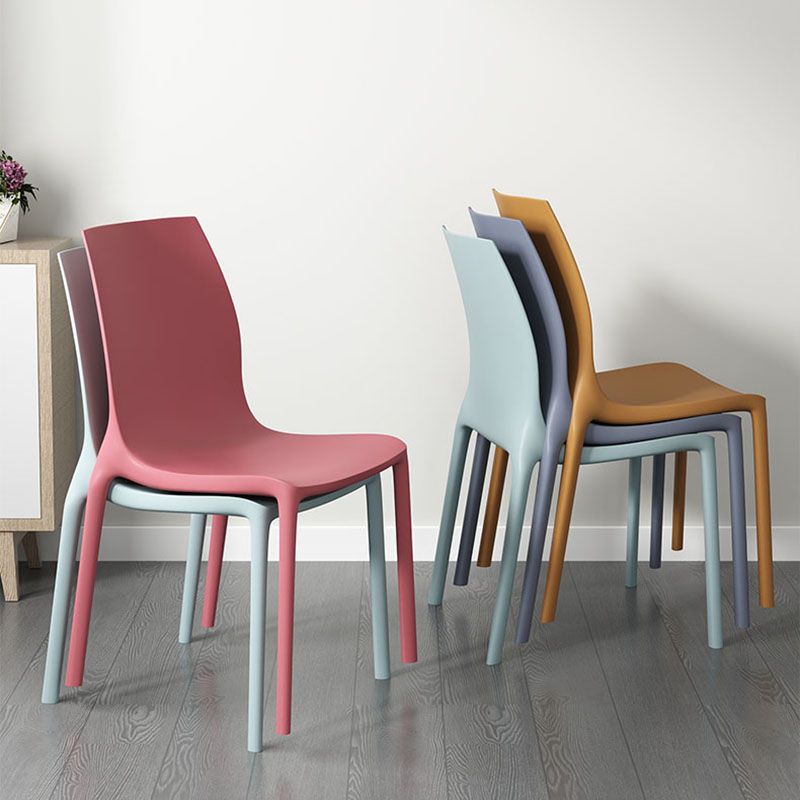 Contemporary Style Stackable Chairs Dining Armless Chair with Plastic Legs for Kitchen