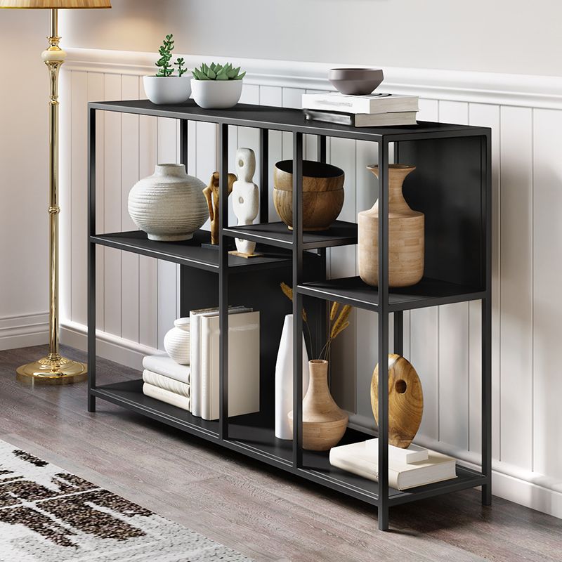 Horizontal Metal Bookcase Modern Open Back Bookshelf with Shelves