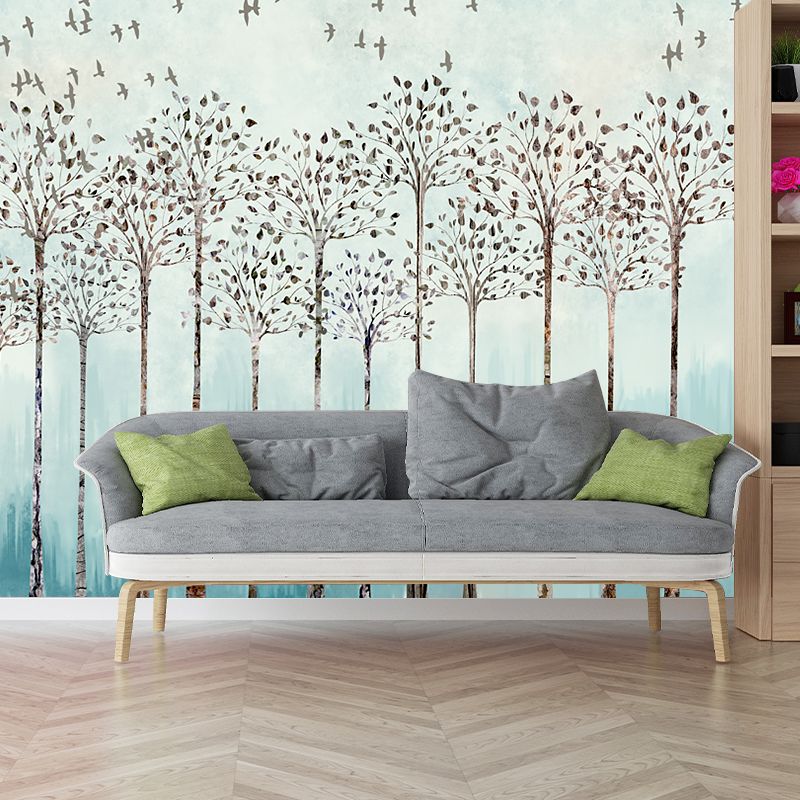 Tree in Line Drawing Mural Modern Waterproof Bedroom Wall Covering, Personalized Size
