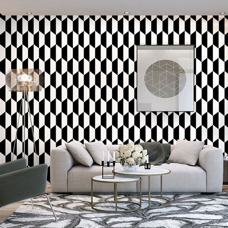 Kleurblok wanddecoratie voor woonkamer Harlequin behangrol in natuurlijke kleur, vlekbestendig