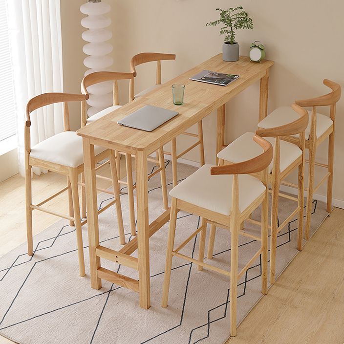 Modern Rubberwood Trestle Base Rectangle Bar Table for Kitchen Dining Room