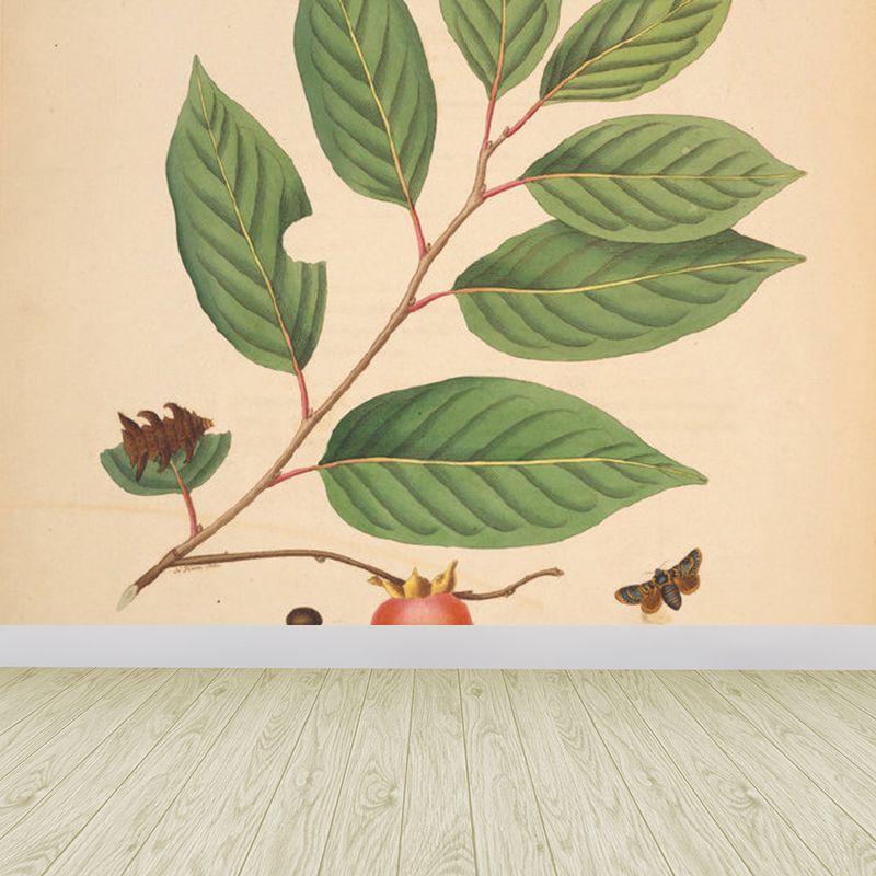 Huge Tree Branch Mural for Bedroom Botanical Wall Decor in Beige, Stain Resistant