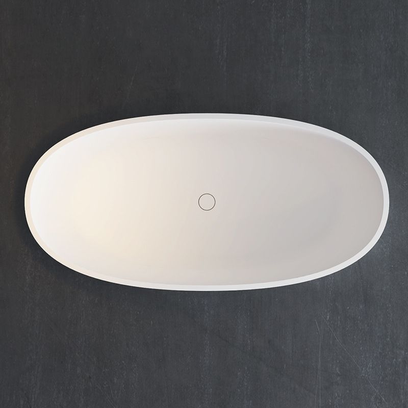 Stone Soaking Bathtub Antique Finish Back to Wall Oval Bath Tub