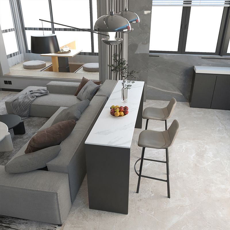 Industrial Style Bar Table Rectangle Stone Fixed Bistro Bar Desk for Indoor