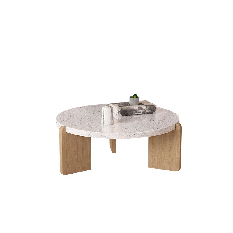 14"H Contemporary Coffee Table 3 Legs Round White Coffee Cocktail Table