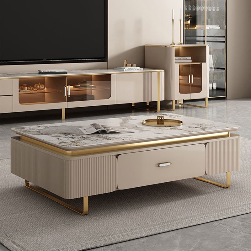 27" Wide Glam Cocktail Table Rectangle Coffee Table with Drawer