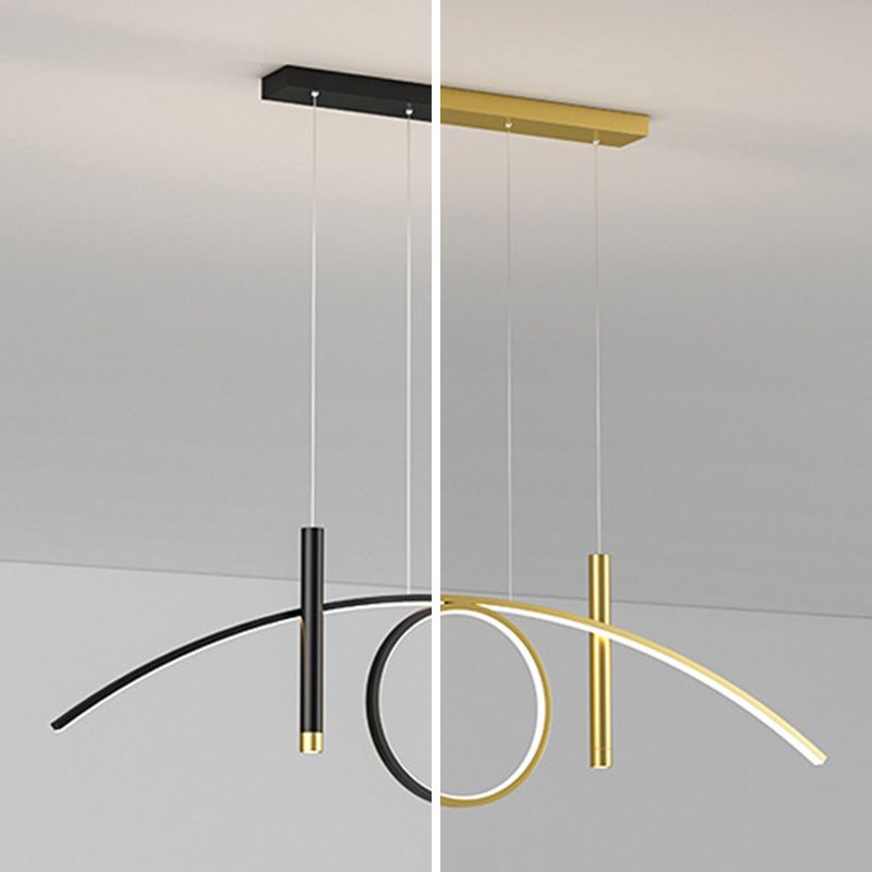 Luce isola lineare a LED acrilico in moderna luce a sospensione in ferro battuto per sala da pranzo