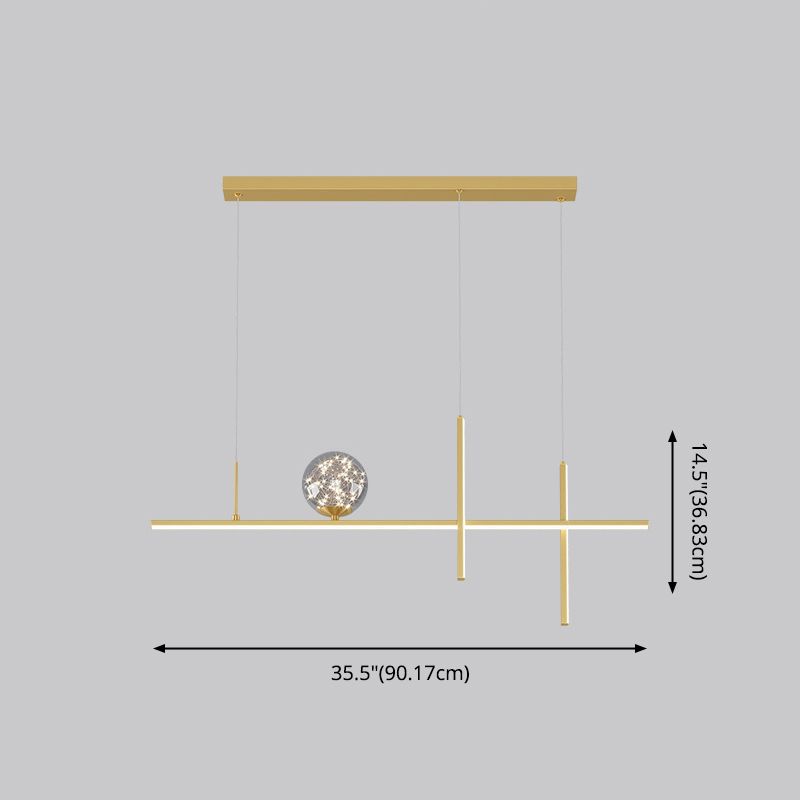 Linear Island Lights Modern Pendant Chandelier Metal 4 Light Island Lights