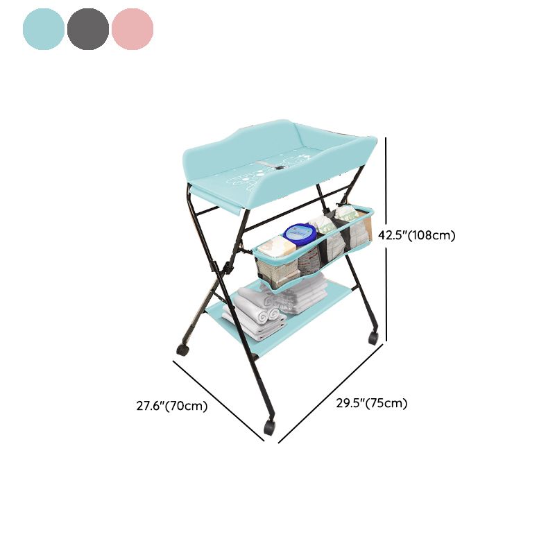 Portable Baby Changing Table Flat Top Metal Frame with Storage Shelf