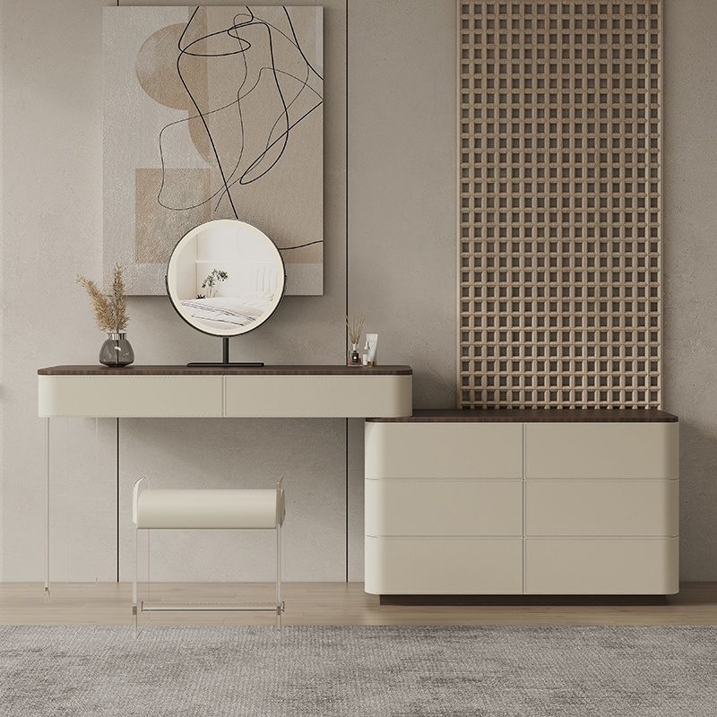 Contemporary Wood Makeup Vanity Table Dresser With Storage 8 Drawers for Bedroom