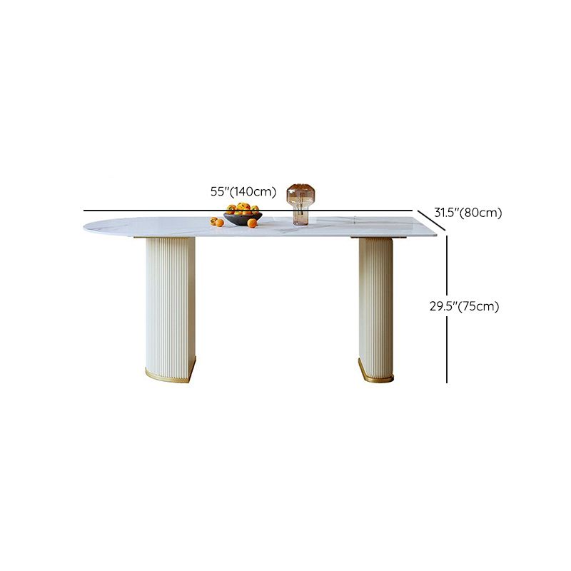 Sintered Stone Fixed Dining Table Luxury Free Form Kitchen Room