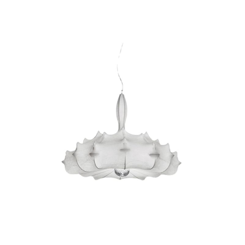 Luminaire de pendentif en soie blanche moderne 1 lumière de plafond géométrique à la lumière