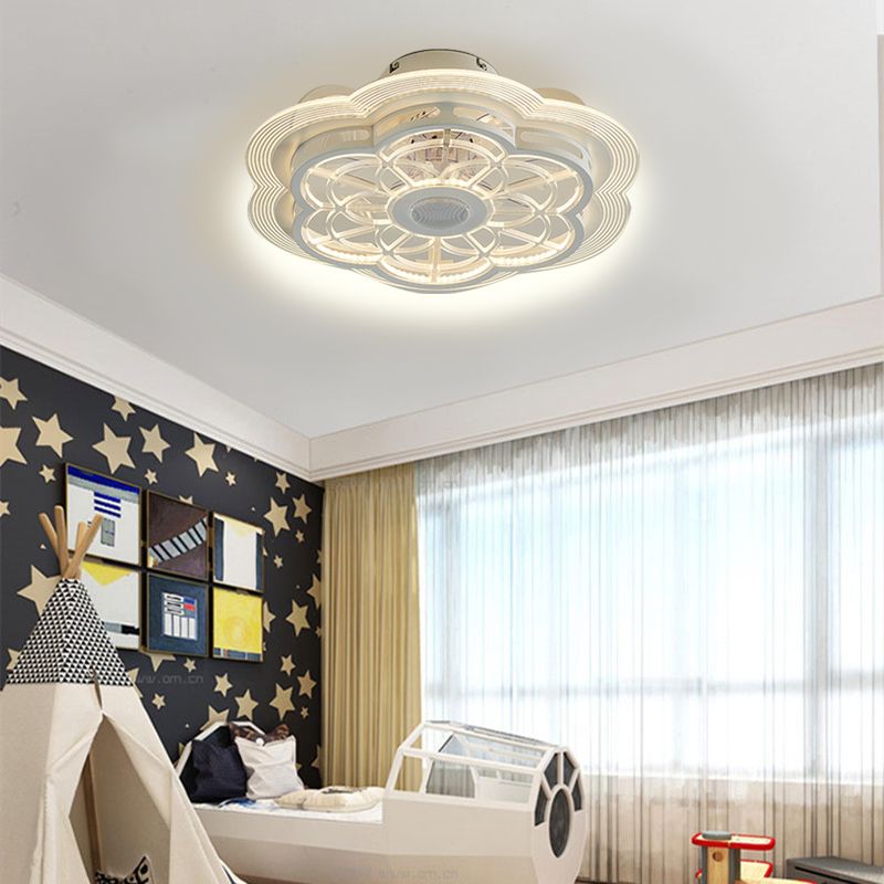 Light Acrilico della ventola per altoparlanti Bluetooth rotondo minimalista della camera da letto acrilico semifulò lampada montata