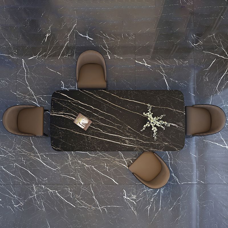 Glam Indoor Dining Table Set 1/4/5/7 Pieces Rectangle Trestle Dinette Set in Black