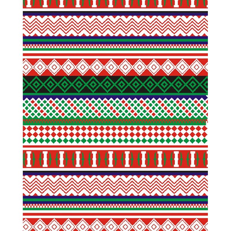 Red-Green Geometric Pattern Mural Moisture Resistant Bohemian Living Room Wall Art