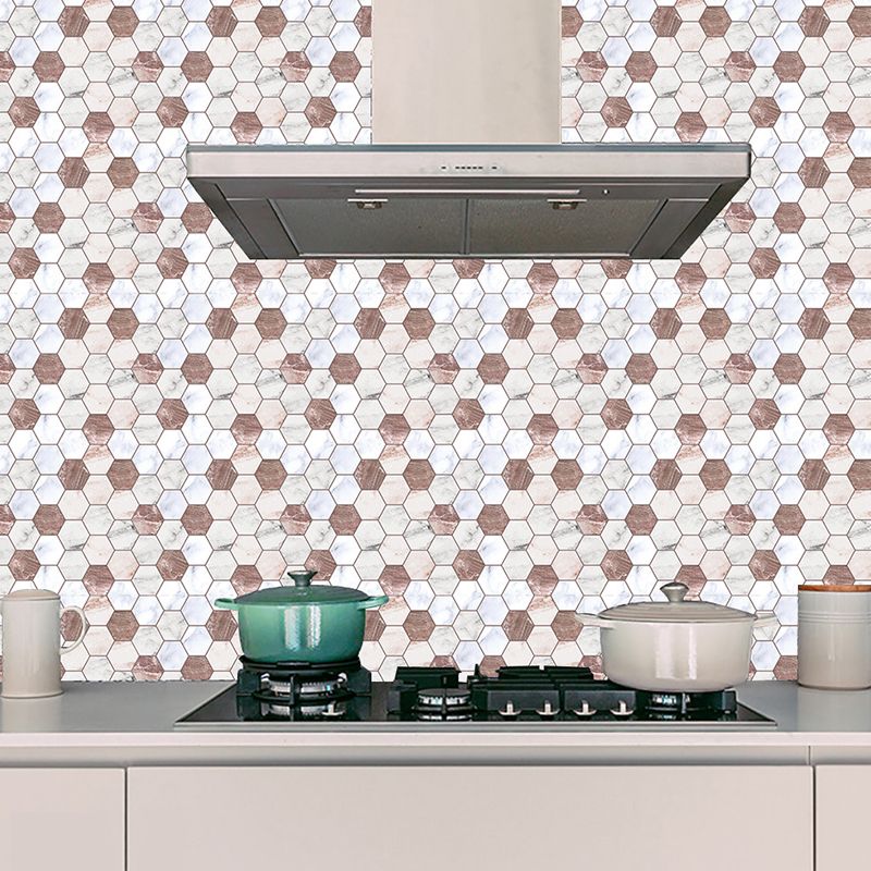 Modern Honeycombs Stick Wallpaper Panel 10 Pieces Marble Wall Covering for Kitchen