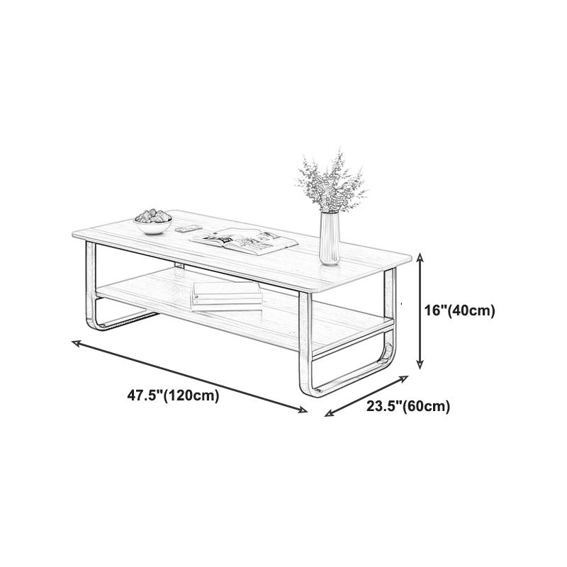 Modern Wood Rectangle Coffee Table White and Black Cocktail Table