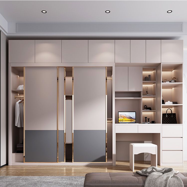 Contemporary Style Wardrobe Wooden Bedroom Wardrobe Closet with Shelves