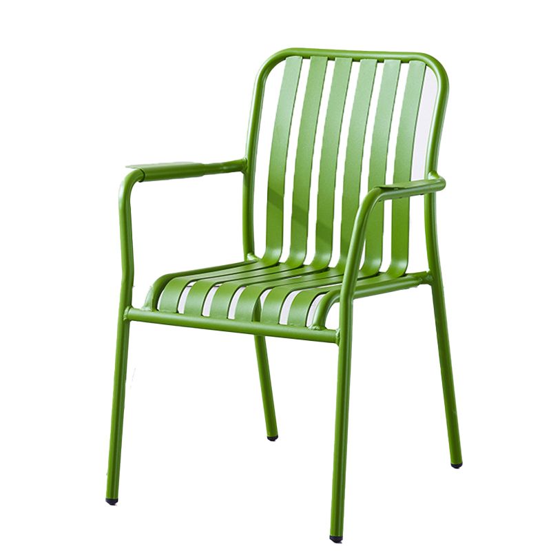 Industrial Patio Dining Chair Metal With Arm Aluminum Outdoor Bistro Chairs