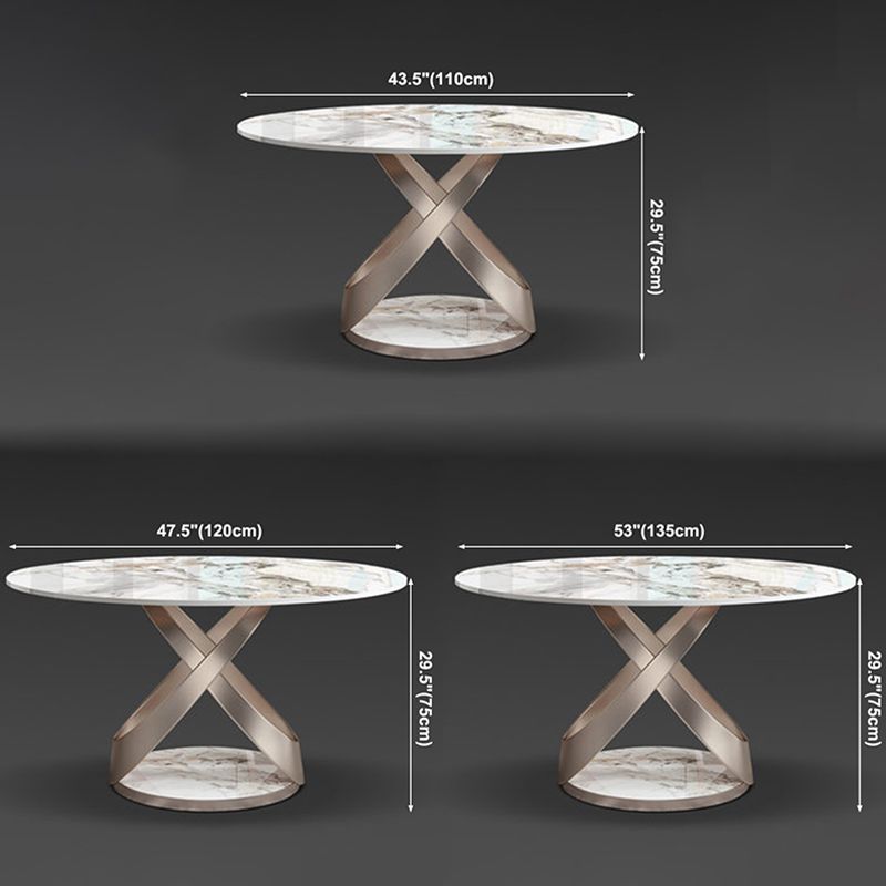 Moderne ronde eettafel gesinterde stenen eettafel met voetstuktafel