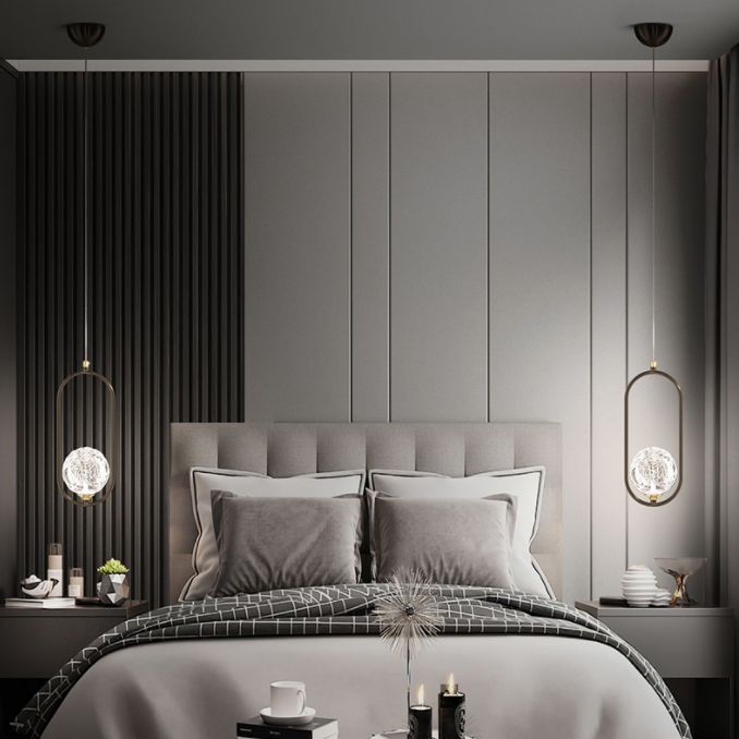 Strukturierte Kristallglaskugel Anhänger Einfachheit 1 Kopfpendel Licht für Schlafzimmer