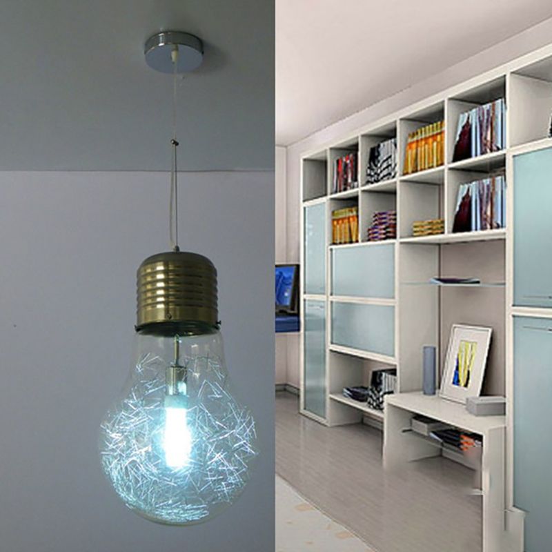 Suspension en forme de bulbe en argent créatif moderne 1 la tête de suspension en verre de tête