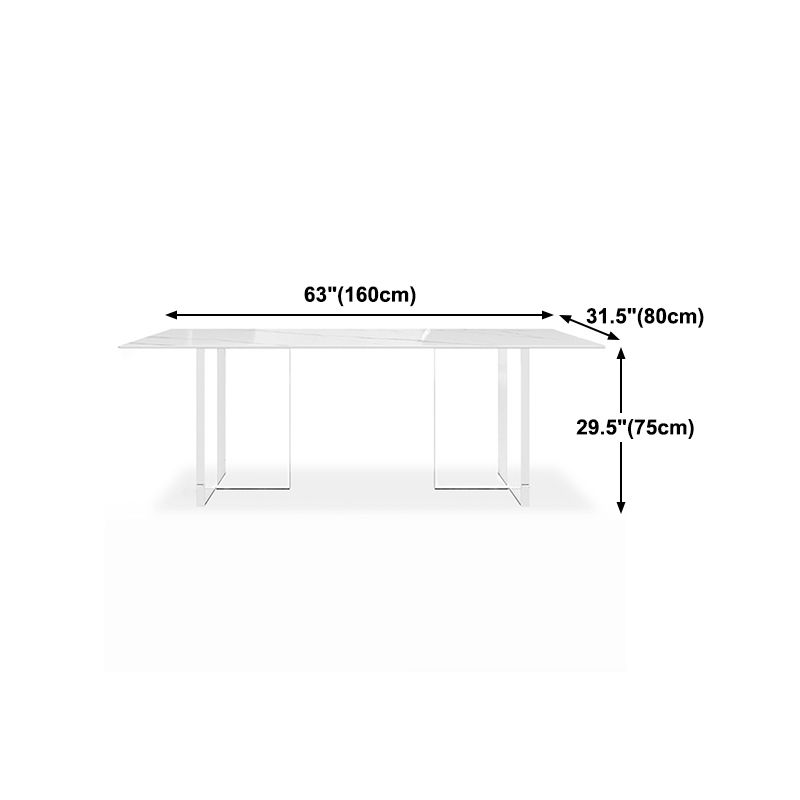 Modern Style Dining Table Sintered Stone Rectangle Table with Acrylic Base