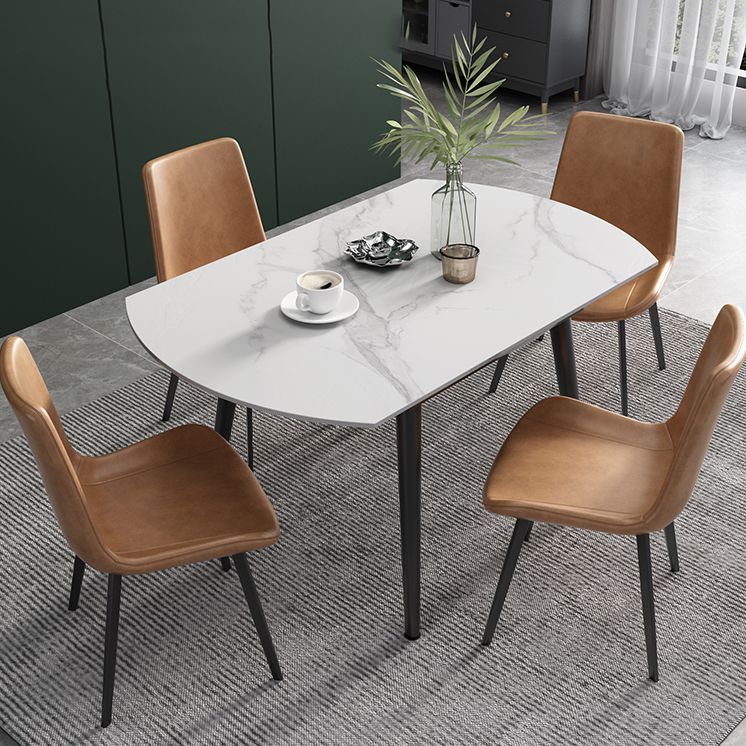 Modern Scalable Dinette Set 1/4/5/6 Pieces Round Sintered Stone Top Dining Table Set
