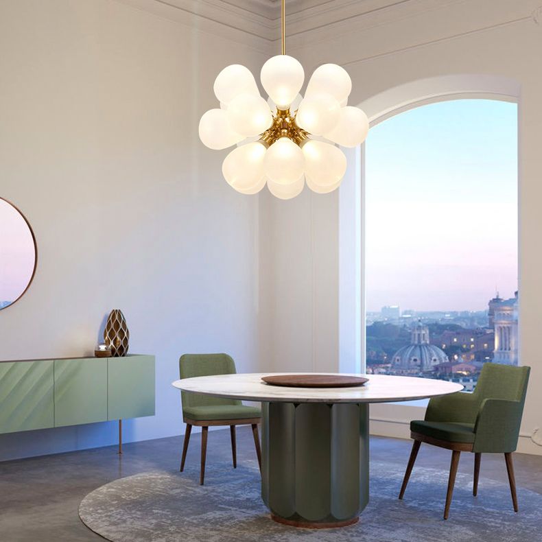 Modern Style Balloon Chandelier Glass Living Room Hanging Light in Gold