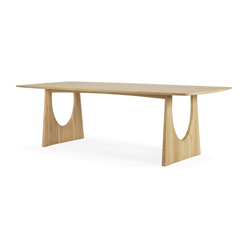 Rechthoek casual eettafel licht houten kleur vaste tafel met vaste houten basis