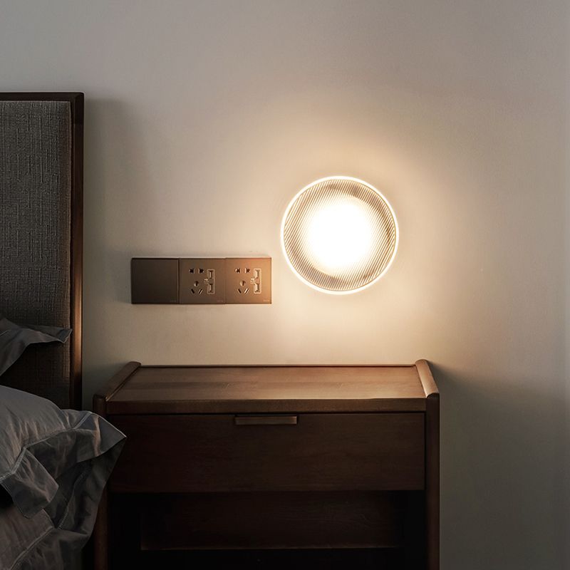 Round LED Wall Sconce in Black / Gold Aluminum and Acrylic Wall Lamp