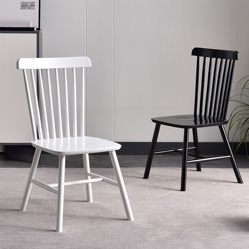 Chaise d'appoint contemporaine en bois d'hévéa Chaise de salle à manger à dossier Windsor en bois (Ensemble de 2)