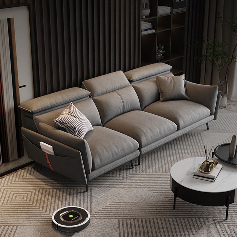 Grey Faux Leather Sofa/Sectionals with Wear-Resistant and Stain-Resistant