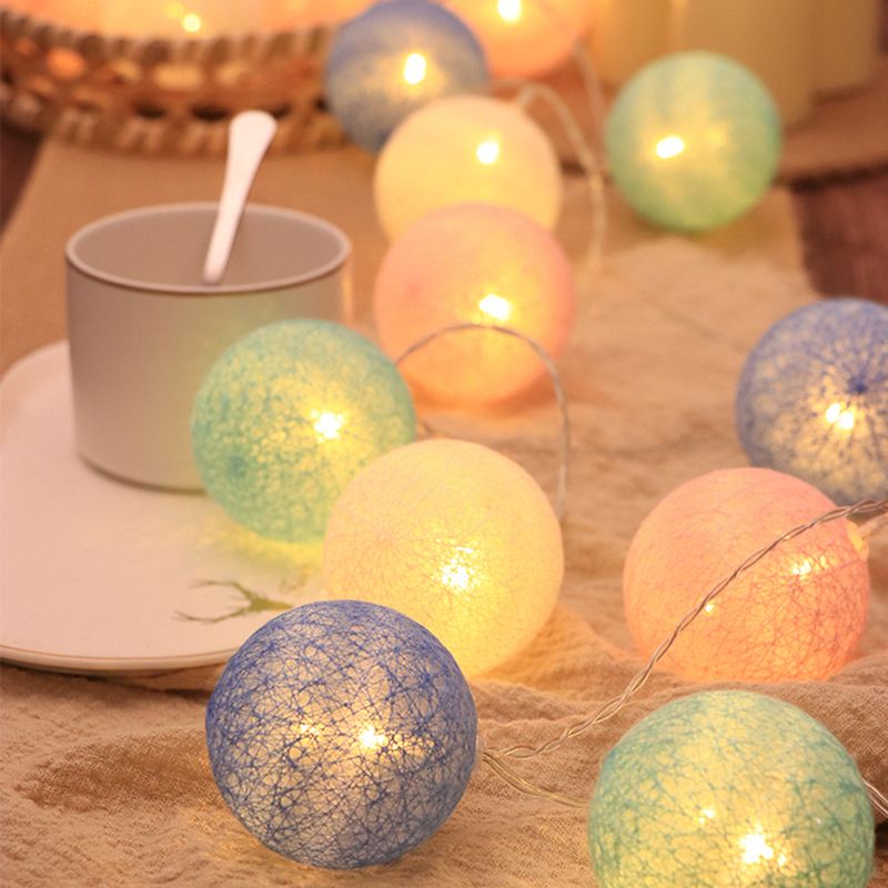 Cotton Global Shaped LED String Light Contemporary Battery Powered Fairy Lighting