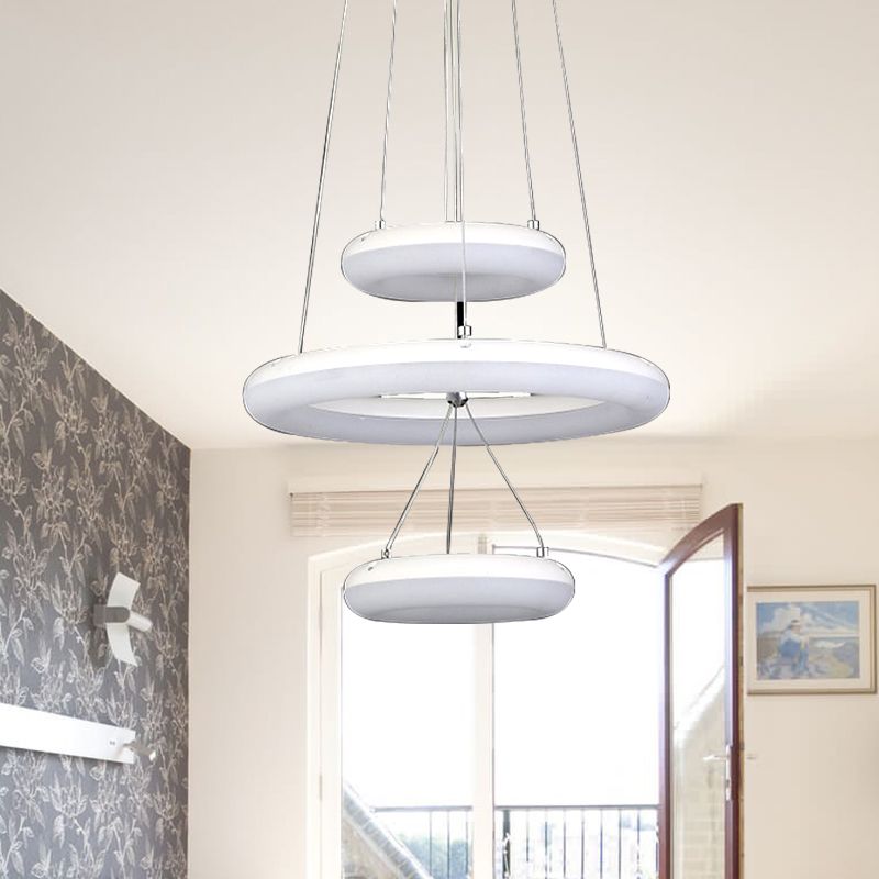 Colgante de suspensión de donas blancas LED minimalista 3 luces accesorio de iluminación acrílico de araña acrílica