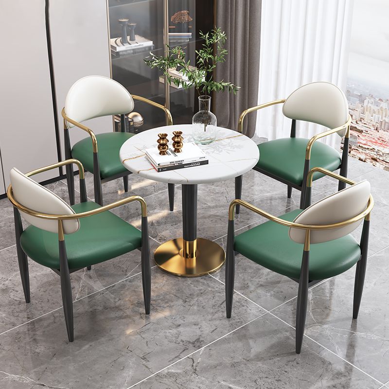 Modern Style Dining Chair Leather Open Back Arm Chair for Dining Room