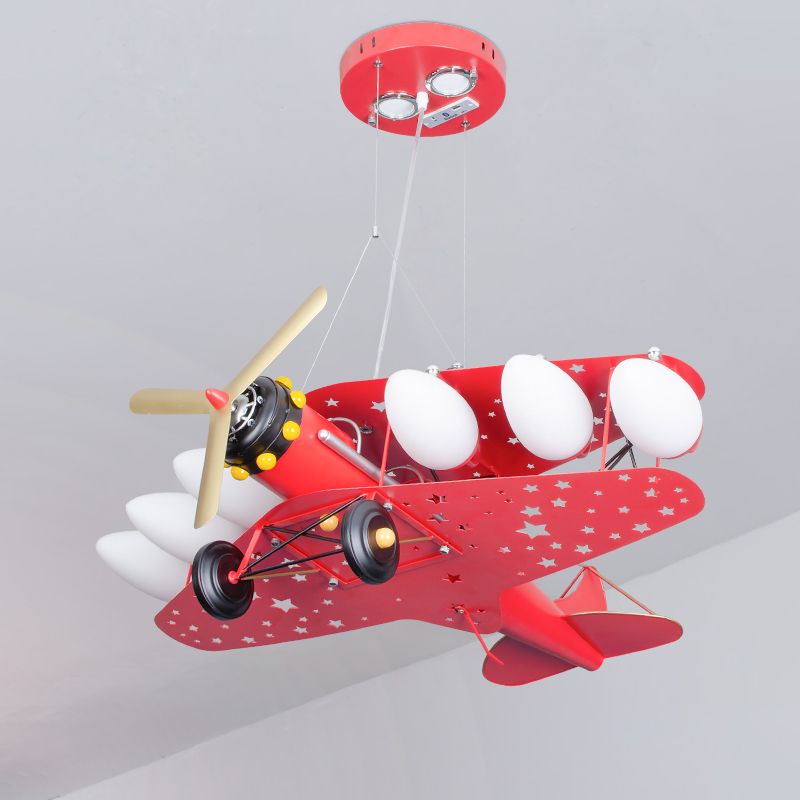6 Bulbs Propeller Plane Suspension Light with Star Modern Stylish Metal Chandelier for Cloth Shop